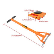 DURAFORCE 4 Pcs Machinery Skates Dolly With Handle 360° Rotation 6T/13200Lbs Heavy Duty