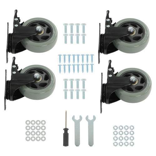 DURAFORCE 4 Pack Grey 4 Inch Swivel Caster Wheels Heavy Duty With brake