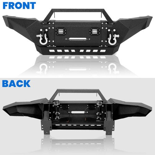 For Toyota Tacoma 2005-15 Front Bumper Steel with Winch Plate LED Lights Skid Plate