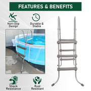DURAFORCE Pool Ladder 36 inch 3 Step Platform Outdoor Above Ground Swimming Kids Children