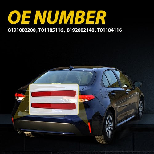 DURAFORCE 2pcs Rear Bumper Reflector Reflex Red for 2020 2021 2022 for Toyota Corolla