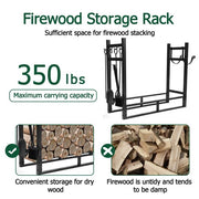 DURAFORCE Indoor/Outdoor Firewood Log Rack - Steel Fireplace Storage Holder Fire Durable