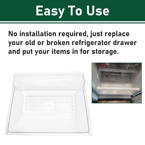 DURAFORCE Clear Crisper Pan Bottom Drawer For Whirlpool Refrigerator WP2188664 2188664