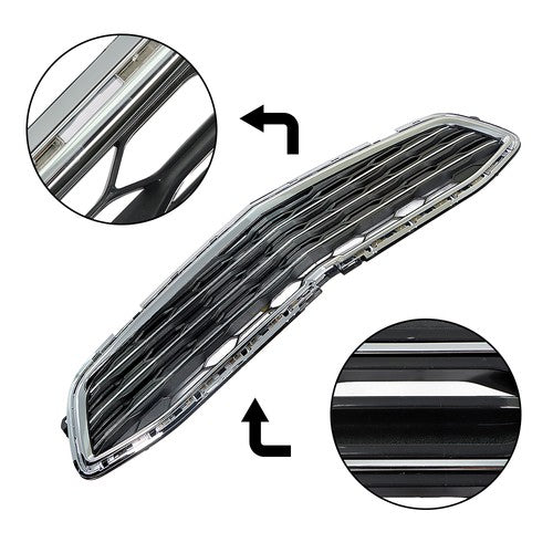 DURAFORCE Grill Grille Bumper Center Plastic Fit For Chevrolet Malibu 2016-2017 2018
