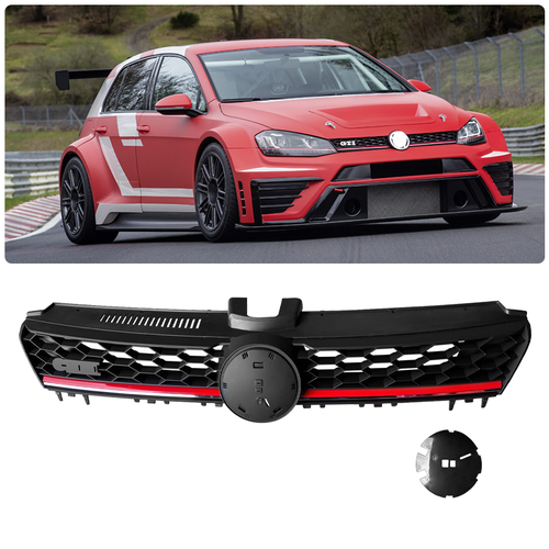 FOR 2015 2016 VW Volkswagen MK7 GOLF/GTI FRONT GRILLE - BLACK W/ RED TRIM