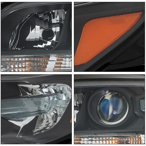 DURAFORCE Projector Headlights Halogen Black Housing For Chevy Malibu 2013-2016 Left&Right