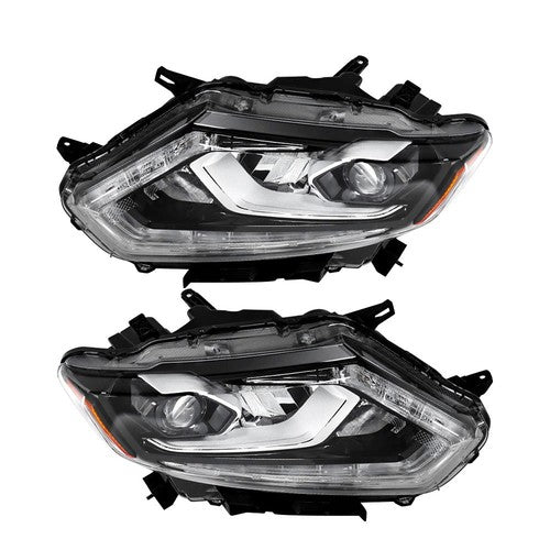 DURAFORCE For Nissan Rogue 2014-2016 RH&LH Black Housing Clear Lens LED Type Headlights