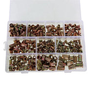 DURAFORCE Zinc Steel Rivet Nut Kit 300 Pack Rivnut Nutsert Assort 150pcs Metric+150pcs SAE