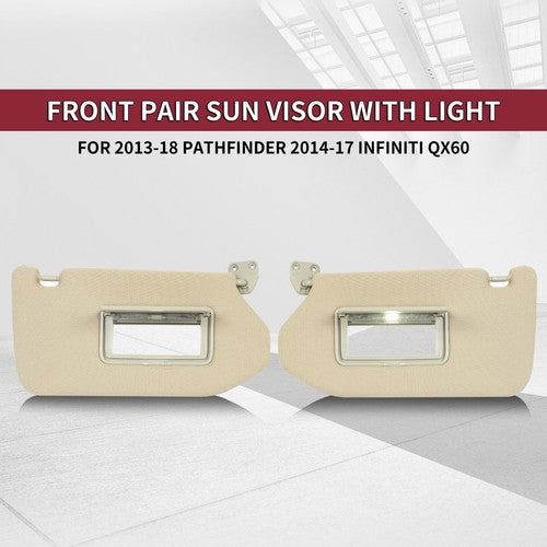 Pair Sun Visor for Nissan Pathfinder 2013-2018 Infiniti QX60 2014-2017 Lamp
