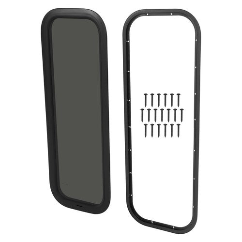 DURAFORCE Black Screen RV Window 12 X 35 with Trim Ring Universal Dark Tempered Glass