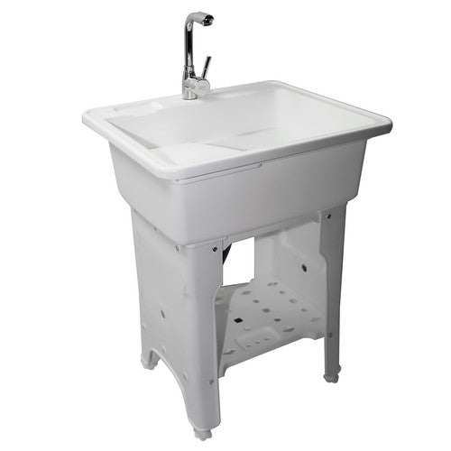 DURAFORCE 65 Freestanding Sink Commercial Laundry & Utility Room Sinks with Faucet White