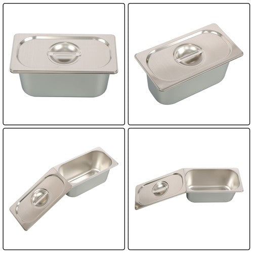 DURAFORCE Restaurant Steam Table Pans 8 Pack 1/3 Size 6 Inch Deep Thickened with Lid