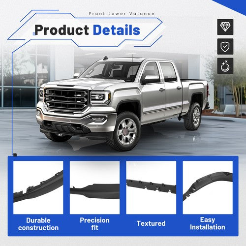 For GMC Sierra 1500 2016 2019 18 Front Bumper Lower Valance Air Deflector Black