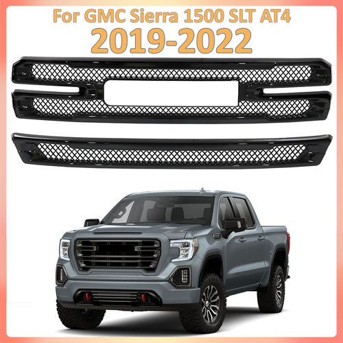 DURAFORCE Grille Covers Grill Overlay Gloss Black for 2019-2022 for GMC Sierra 1500 SLT AT4
