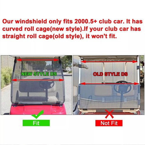 DURAFORCE For Club Car DS 2000.5 -UP Golf Cart Folding Tinted Windshield Windscreen
