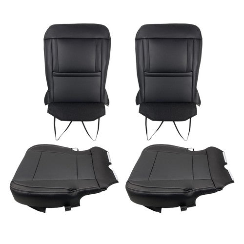 DURAFORCE Black For Ford F150 2015-2017 Driver&Passenger Bottom And Top Seat Cover Leather