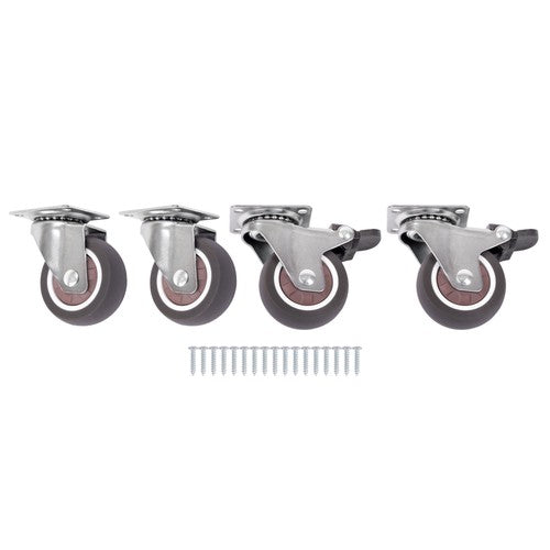 DURAFORCE 4 Piece 2 Inch Caster Wheels 360° Swivel Wheels (2 with Brake & 2 without brake)