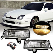 DURAFORCE For 1997-2001 Honda Prelude Clear Lens Fog Lights Bumper Driving Lamps w/wiring