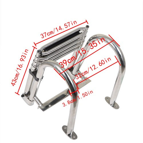 DURAFORCE New Stainless Steel Telescoping Boat Ladder 4 Step Foldable Hand armrest