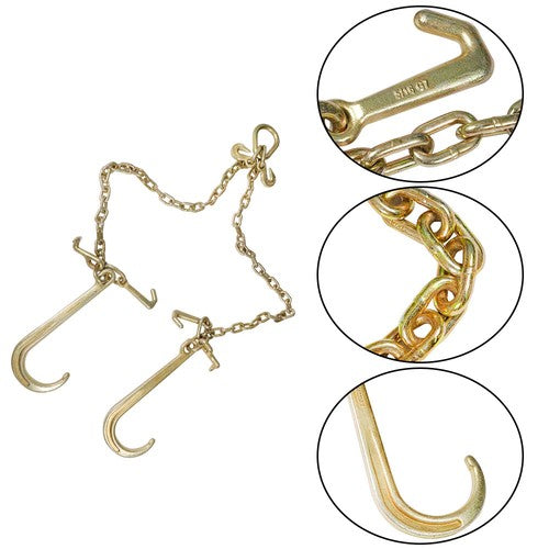 DURAFORCE For G70 5/16" V-Chain Bridle w/ 15" Large J Hooks,J-Hook w/ Grab Hooks 3' US