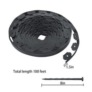 DURAFORCE Garden Edging Landscape Edging with 64 8in Spikes for Lawn 1.5 Inch 100FT Black