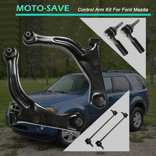 DURAFORCE Fit For Escape Mariner Tribute Front Control Arm Ball Joint Outer Tie Rod Kit 6x