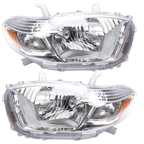 DURAFORCE Headlight Headlamps Assembly Fit For Toyota Highlander 2008-2010 LH+RH Side Pair