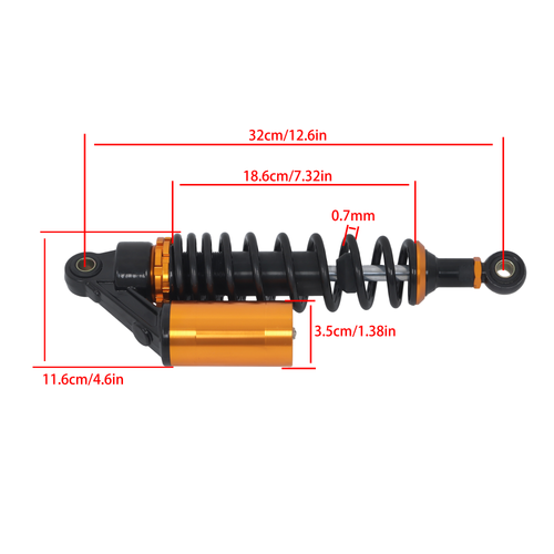 DURAFORCE For Honda CB750 CB1300 12.5" 320mm Rear Air Shock Motorcycle Absorber Universal