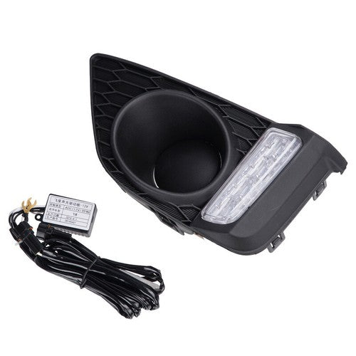 DURAFORCE For 2015-2017 Honda Fit Jazz LED DRL Driving Fog Lights Lamps&Upper Grille Grill