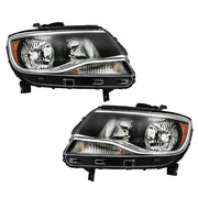 DURAFORCE Headlights Black Fit For Chevy Colorado 2015-2022 Halogen Projector LH & RH Pair