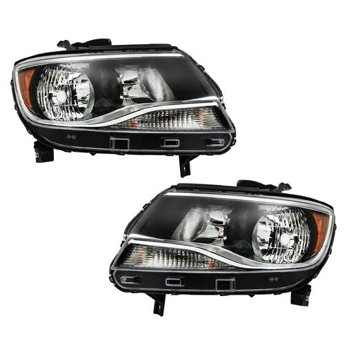 DURAFORCE Headlights Black Fit For Chevy Colorado 2015-2022 Halogen Projector LH & RH Pair