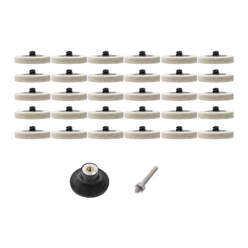 DURAFORCE 30Pcs 2" - 8mm Thick Wool Fabric Disc Polishing Buffing Pads Wheels 1/4" Shank