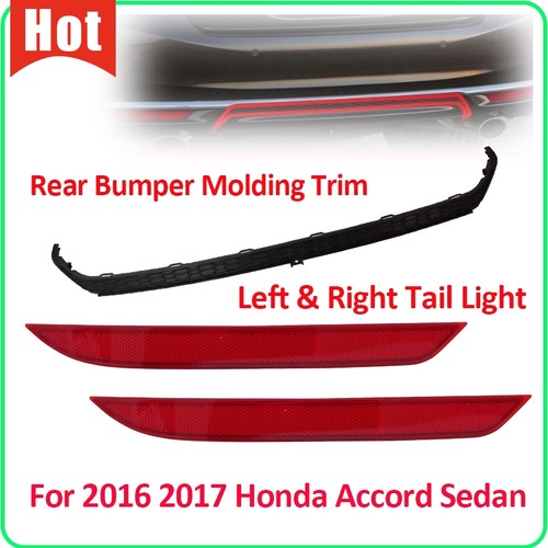 DURAFORCE Rear Bumper Trim Molding Reflector Tail Light for 2016-2017 Honda Accord Sedan