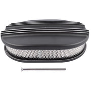 DURAFORCE 12 in Half Finned Black Aluminum Oval Air Cleaner w/ Washable Filter Fits Chevy