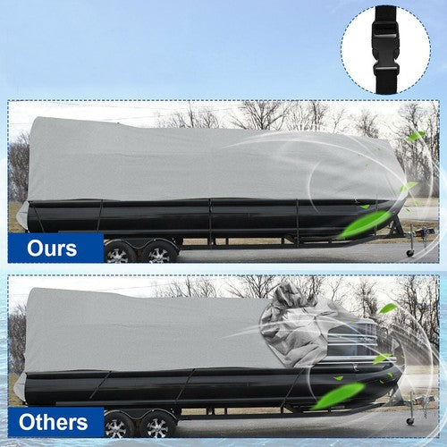 DURAFORCE 21-24FT Waterproof Boat Cover Trailerable Pontoon Dust Resistant Gray-Color