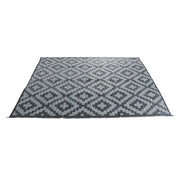 DURAFORCE Outdoor Waterproof 9x12FT Black Gray Carpet Plastic Straw Rug For Camping Deck