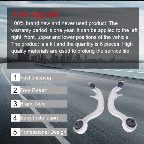 DURAFORCE Fit For Nissan 350Z RWD 2003-2009 Front Suspension Lower Control Arm Kit 6Pcs