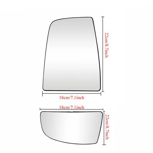 DURAFORCE Upper Lower Mirror Glass Left Driver Side for Ford Transit 150 250 350