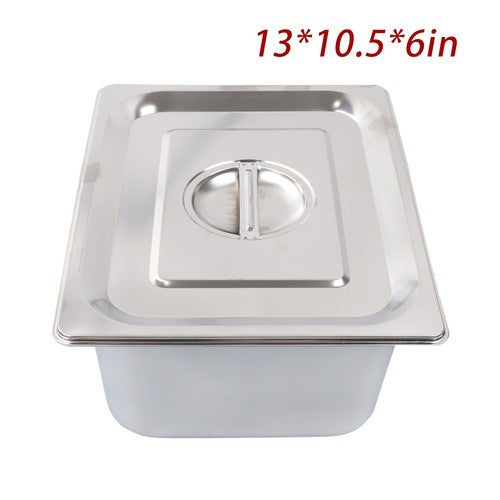 DURAFORCE Restaurant Steam Table Pans 4 Pack 1/2 Size 6 Inch Deep Thickened with Lid