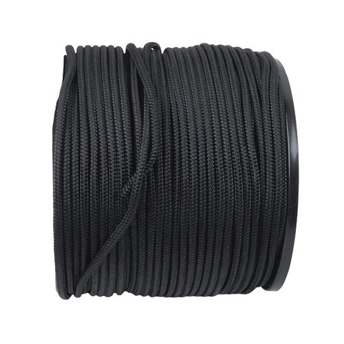 DURAFORCE Black Nylon Solid Braid Rope High UV & Abrasion Resistance 1/4 Inch × 500ft