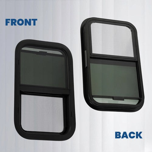 24 Inch By 15 Inch For Camper Cargo Trailer Slider RV Window With Trim Ring Screen Black