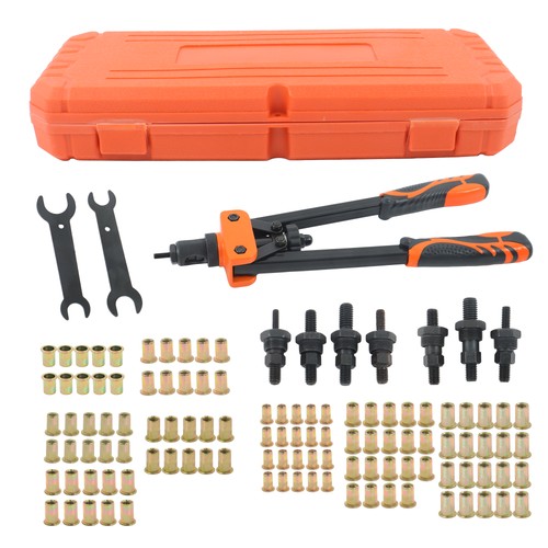 DURAFORCE 14" Rivet Nut Tool Kit Metric & Inch Mandrels 70pcs Rivnuts Nuts & 7 mandrels