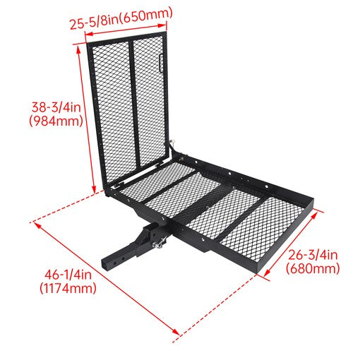 DURAFORCE Mobility Carrier Trailer Hitch Mount Cargo Folding Wheelchair Scooter Rack Ramp