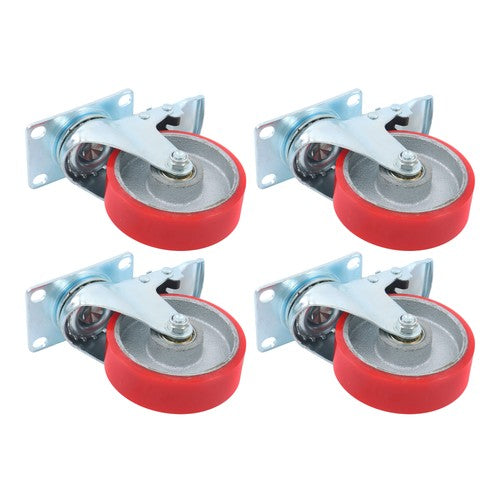 DURAFORCE 4 Inch Heavy Duty Casters, Swivel Caster Wheels with Brake, Polyurethane