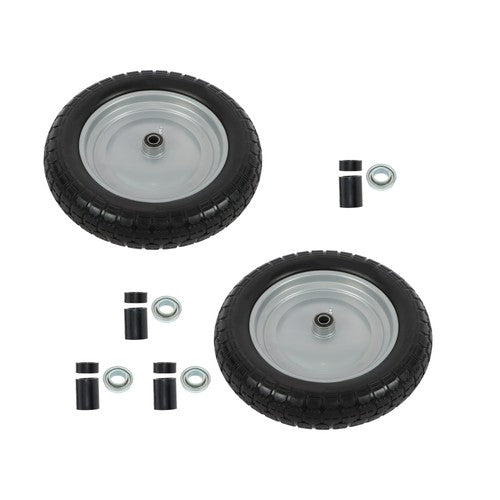 DURAFORCE 2PCS 14.5x4-8 Solid Wheels w/Toothed Tread, Silver Hub Black&Silver Replace Tire