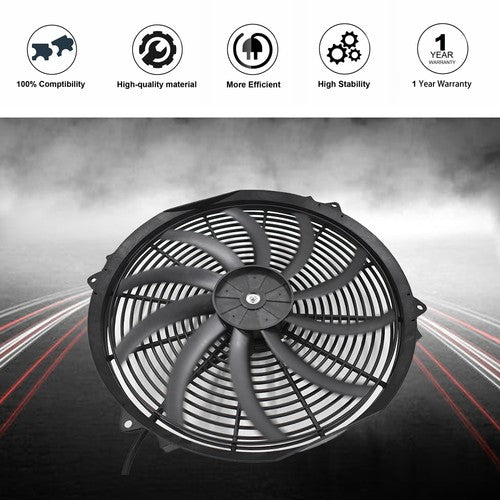 DURAFORCE BLACK 16" Electric Radiator Fan High 3000 Cfm Thermostat Wiring Switch Relay Kit