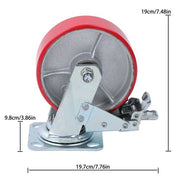 DURAFORCE 1 x 6' Heavy Duty Metal CASTERS Construction Red With Brakes