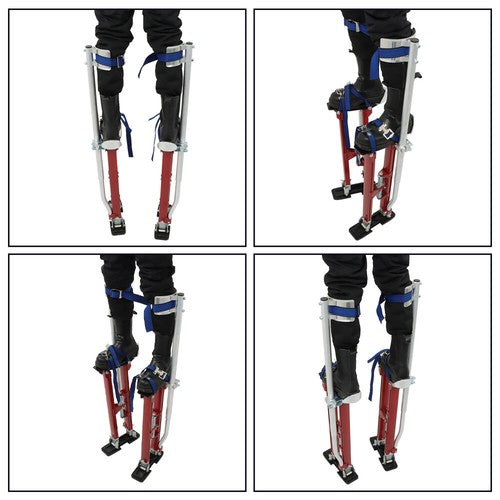 DURAFORCE Aluminum Drywall Adjustable Height Stilts Tool For Painter Taping Red 24"-40"