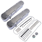 DURAFORCE 2Pcs Aluminum finned Valve Covers w/ Coil Mounts 241-181 For Chevy LS - Polished