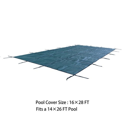 DURAFORCE Safety Pool Cover Fits 14FTx26FT Inground Swimming Pools For Backyard Yard Green